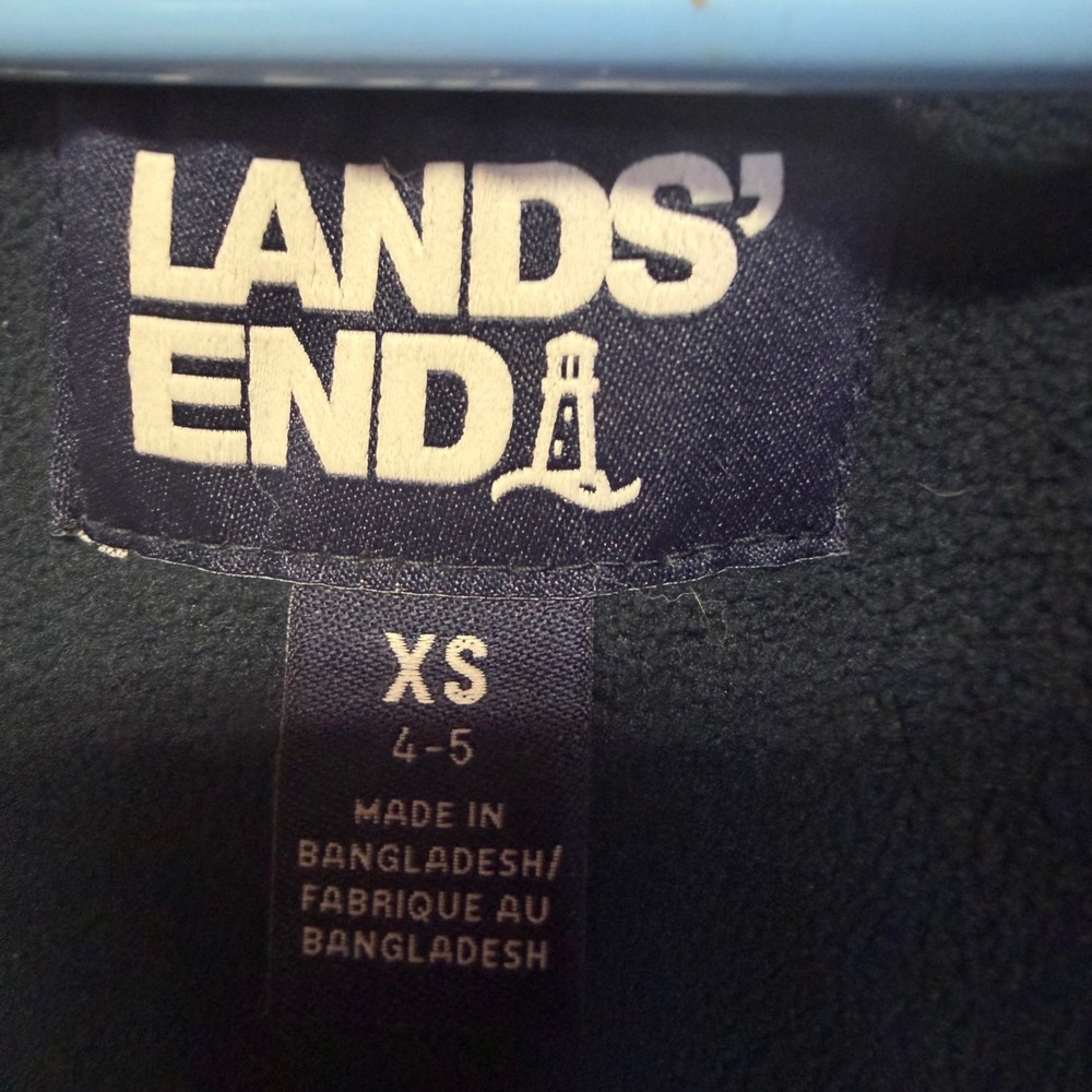 Lands End Kids Squall Jacket Pink Purple Hooded Waterproof Fleece Lined XS 4-5 - Picture 3 of 11